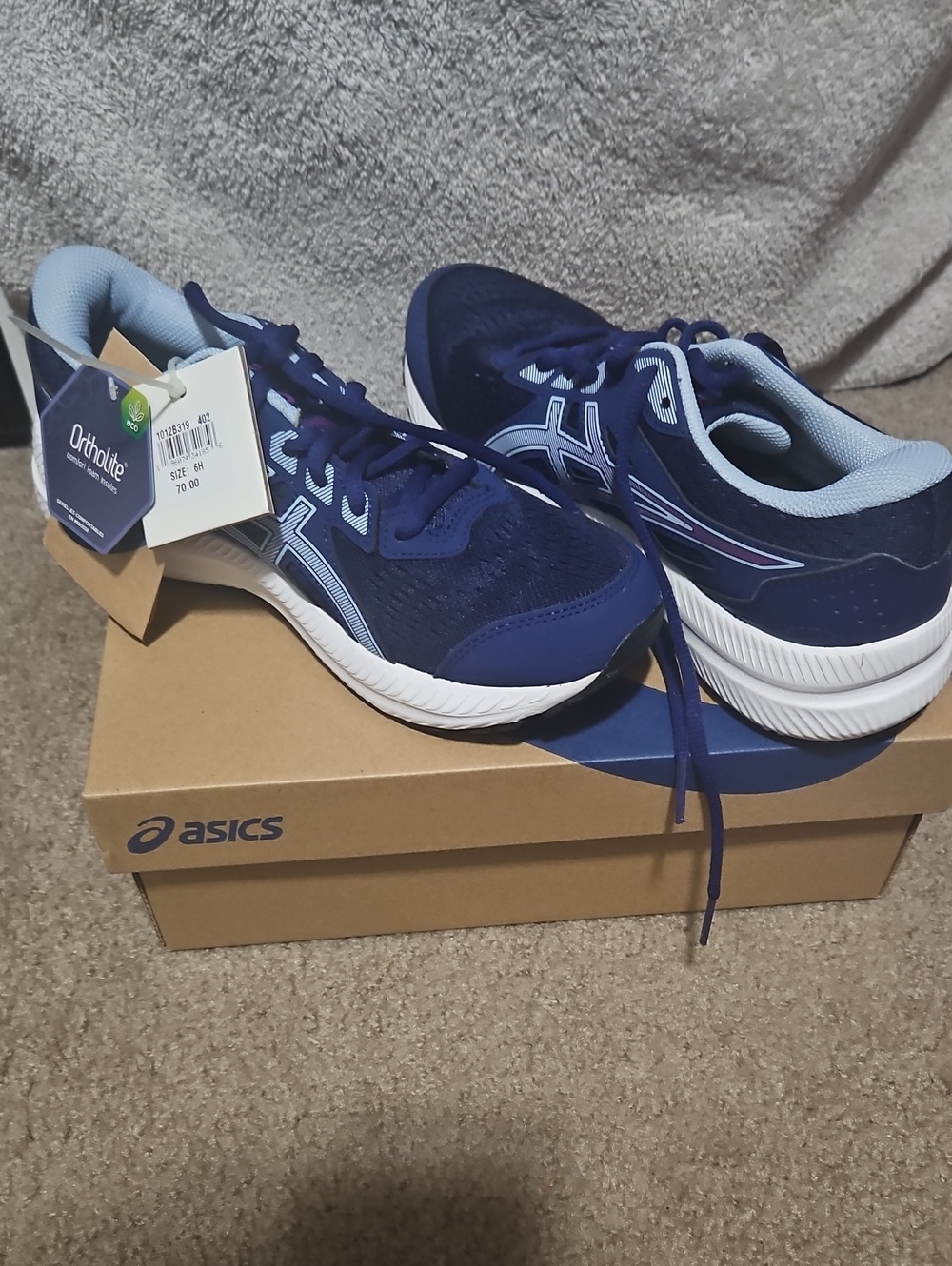 ASICS Women's Navy and Light Blue Athletic Running Shoes